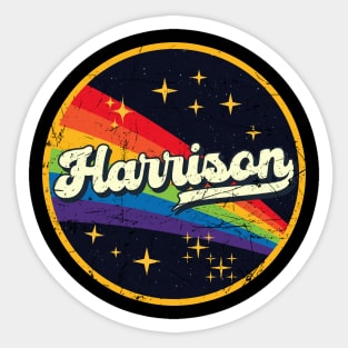 Harrison // Rainbow In Space Vintage Grunge-Style Sticker